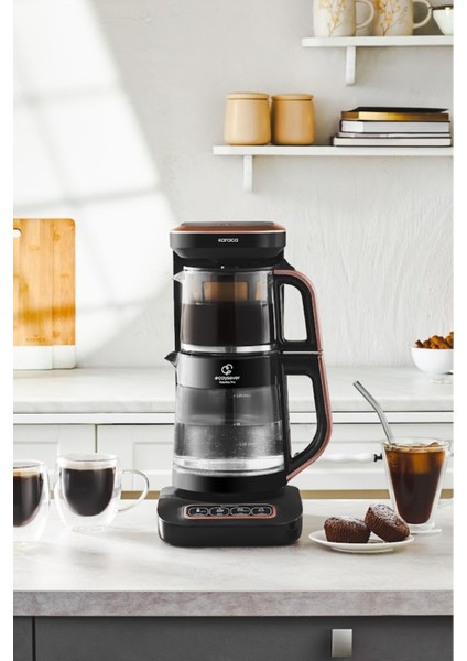 Konuşan 4'ü Bir Arada Cam Çay Makinesi, Rosegold, Şık ve Kullanışlı Tasarım