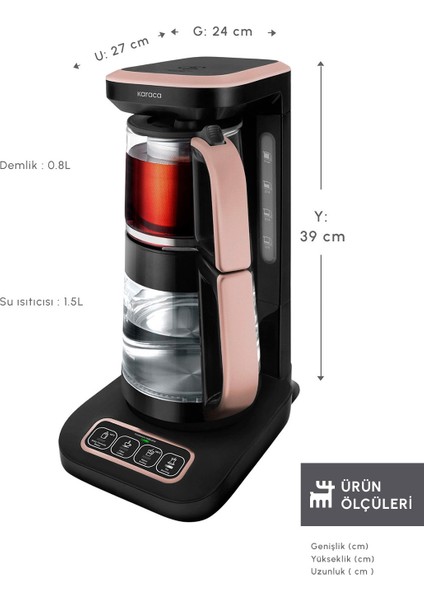 Konuşan 4'ü Bir Arada Cam Çay Makinesi, Rosegold, Şık ve Kullanışlı Tasarım fiyatları