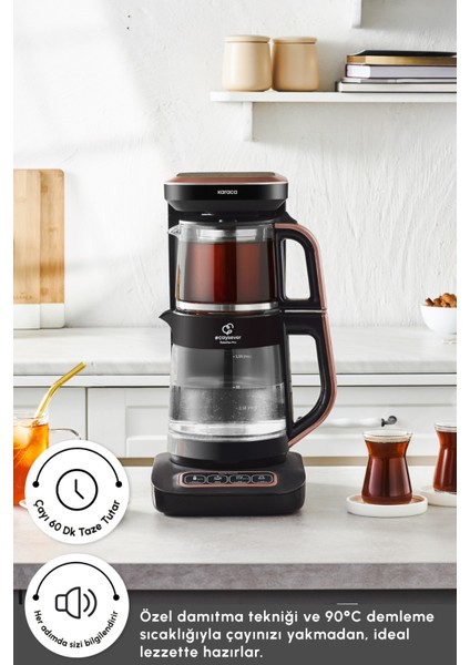 Konuşan 4'ü Bir Arada Cam Çay Makinesi, Rosegold, Şık ve Kullanışlı Tasarım modelleri