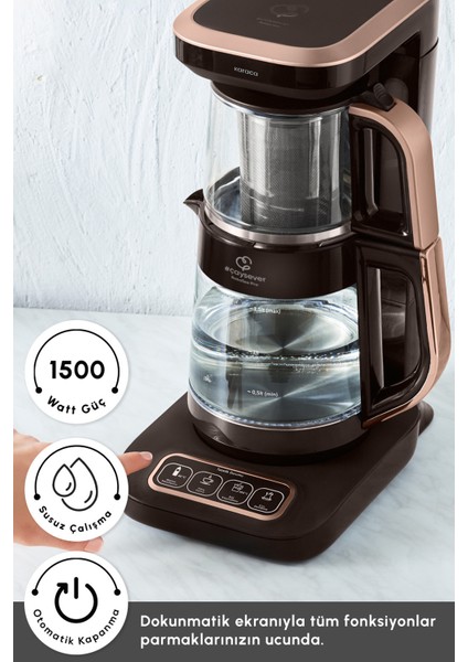 Konuşan 4'ü Bir Arada Cam Çay Makinesi, Rosegold, Şık ve Kullanışlı Tasarım indirimleri