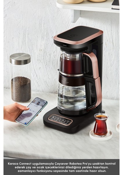 Konuşan 4'ü Bir Arada Cam Çay Makinesi, Rosegold, Şık ve Kullanışlı Tasarım