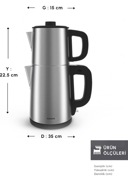 Paslanmaz Çelik 2'si 1 Arada Çay ve Su Isıtıcı, Şık ve Fonksiyonel Tasarım fiyatları
