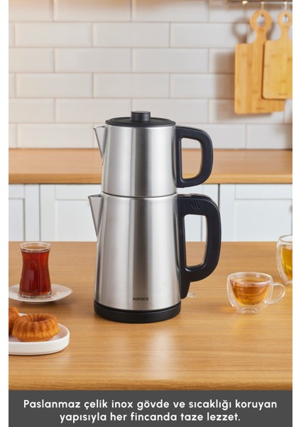 Paslanmaz Çelik 2'si 1 Arada Çay ve Su Isıtıcı, Şık ve Fonksiyonel Tasarım fırsatları