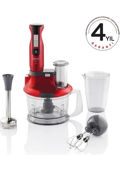 Kırmızı Çok Fonksiyonlu Çok Amaçlı Blender Seti 1500W Çelik Bıçaklı