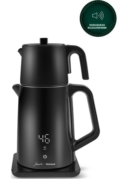 Siyah Çift Duvarlı Paslanmaz Çelik Çay Makinesi, Wi-Fi ile Kolay Kontrol