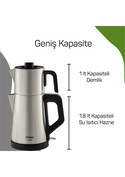 Şık Inox Çay Makinesi 1800W, Hızlı ve Kolay Demleme Özelliği indirimleri