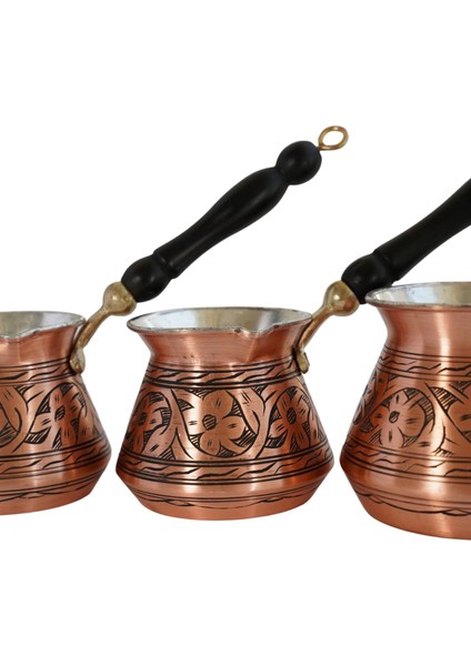 3lü Maraş Işlemeli Dövme Bakır Cezve, Kahve Cezvesi modelleri