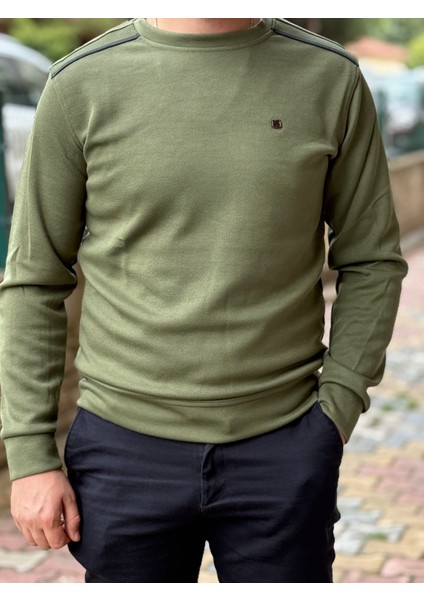 Haki Omuz Detaylı Bisiklet Yaka Erkek Triko Kazak fiyatları