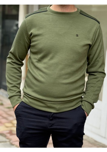 Haki Omuz Detaylı Bisiklet Yaka Erkek Triko Kazak fırsatları