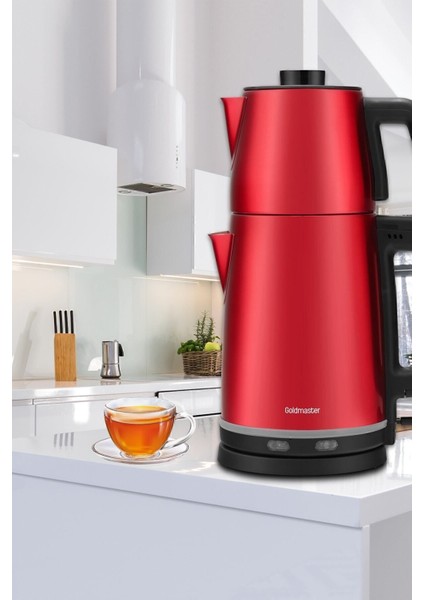 Kırmızı Çay ve Su Isıtıcı, Paslanmaz Çelik, Damlatmaz, 2200W, Şık Tasarım fiyatları