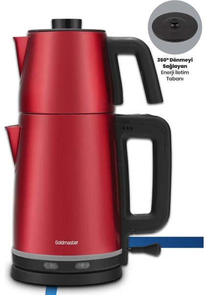 Kırmızı Çay ve Su Isıtıcı, Paslanmaz Çelik, Damlatmaz, 2200W, Şık Tasarım fırsatları