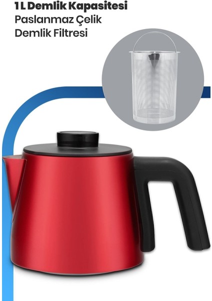 Kırmızı Çay ve Su Isıtıcı, Paslanmaz Çelik, Damlatmaz, 2200W, Şık Tasarım indirimleri