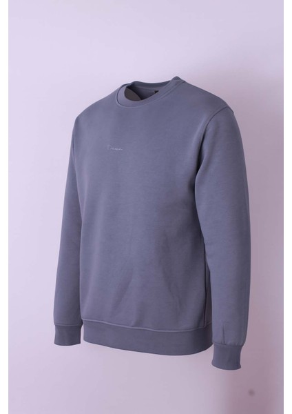 O Yaka 3 Iplik Şardonlu Koyu Mavi Erkek Sweatshirt 5012 modelleri