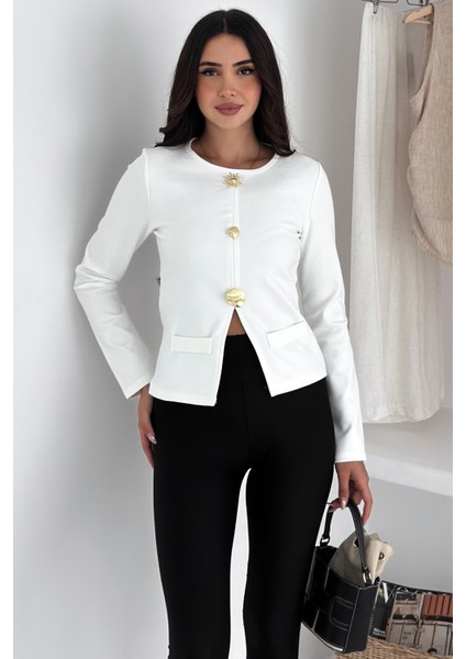 Kadın Düğme Detaylı Cepli Bluz – Karakterli & Modern Stil