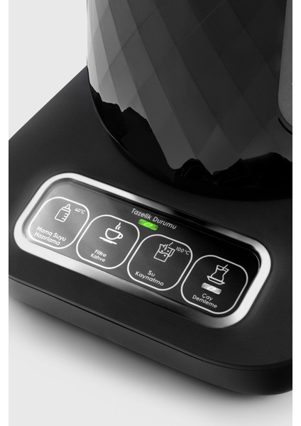 4'ü 1 Arada Akıllı Çay Makinesi, Siyah Krom, Pratik ve Şık Tasarım indirimleri