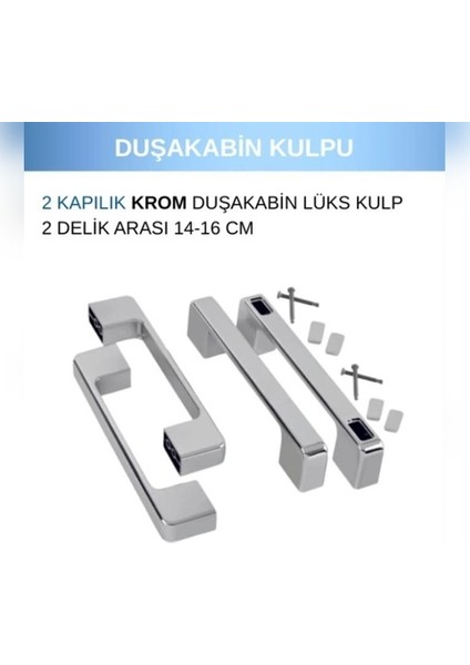 Duşakabin Kapı Kulpu Krom 4'lü Set