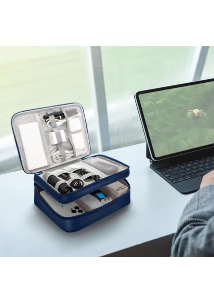 Çok Bölmeli Büyük Boy Elektronik Cihaz ve Kablo Düzenleyi Taşınabilir Seyahat Çantası modelleri