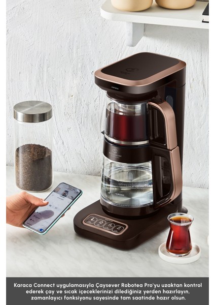 Akıllı 4'ü Bir Arada Cam Çay Makinesi, Walnut Kahverengi modelleri