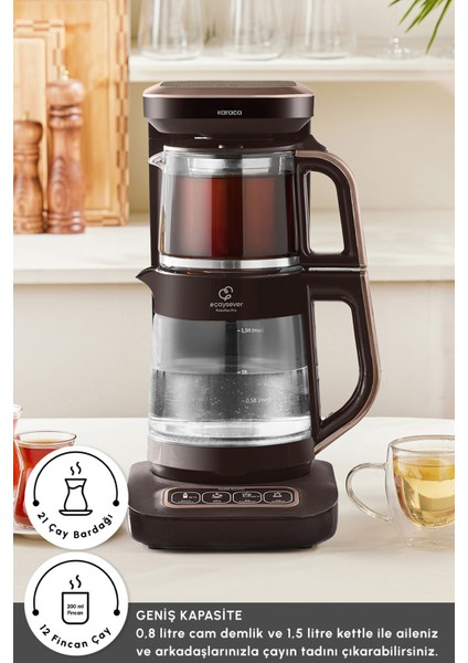 Akıllı 4'ü Bir Arada Cam Çay Makinesi, Walnut Kahverengi fırsatları