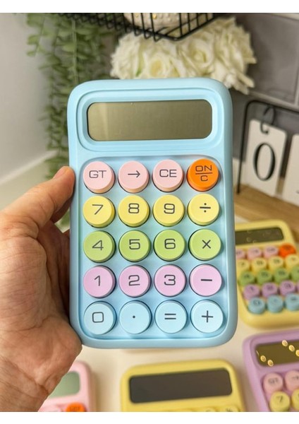 Hesap Makinesi Daktilo Stili Büyük LCD Ekran Kolay Okuma Yuvarlak Tuşlu Hesap Makinesi 12 Haneli 20 Tuşlu
