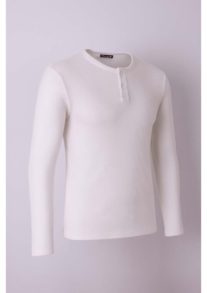 Düğmeli Waffle Ekru Erkek Sweatshirt 5070 fiyatları