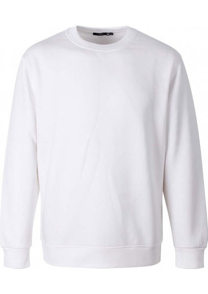 O Yaka 3 Iplik Şardonlu Ekru Erkek Sweatshirt 5012