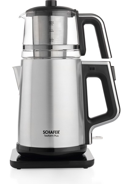 Paslanmaz Çay Makinesi, Cam Demlik, Güçlü ve Şık Tasarım