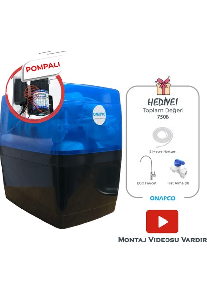8 Lt Super Eco Su Arıtma Cihazı – Kutulu, 5 Aşamalı Ro, Eco Musluk, Pompalı
