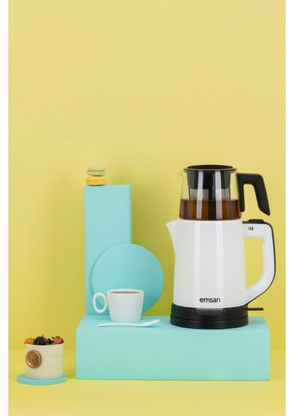 Pratik Beyaz Çay Makinesi, Hızlı ve Kolay Demleme, Dayanıklı ve Şık Tasarım