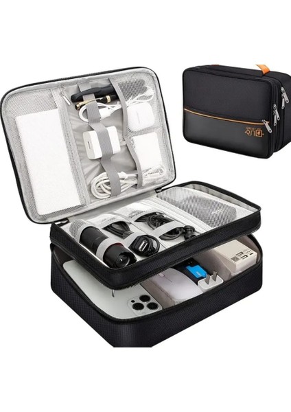 Çok Bölmeli Büyük Boy Elektronik Cihaz ve Kablo Düzenleyi Taşınabilir Seyahat Çantası