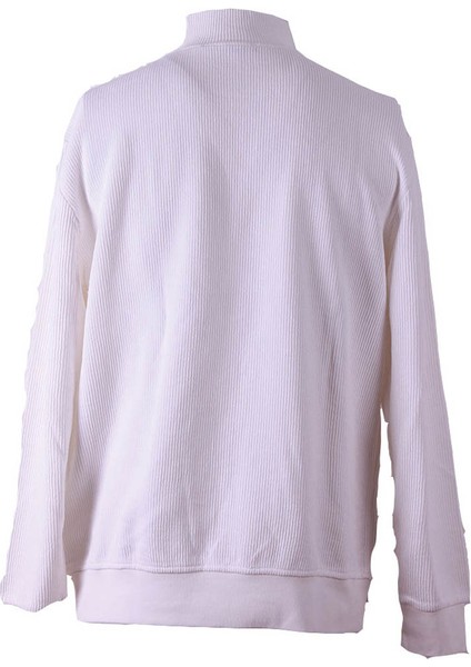 Yarım Fermuarlı Raporlu Selanik Ekru Erkek Sweatshirt 5716 modelleri