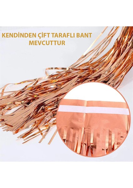 Rose Gold Püsküllü Kapı Perdesi - Parti, Bekarlığa Veda, Doğum Günü 1x2 M (5313) indirimleri