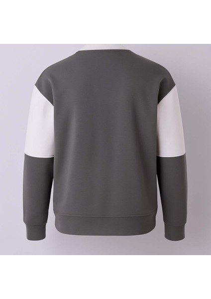 Yarım Fermuarlı Parçalı 3 Iplik Şardonlu Açık Haki Erkek Sweatshirt 5719 modelleri