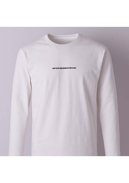 O Yaka Enjeksiyon Baskılı 2 Iplik Ekru Erkek Sweatshirt 5725