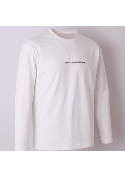 O Yaka Enjeksiyon Baskılı 2 Iplik Ekru Erkek Sweatshirt 5725 fiyatları