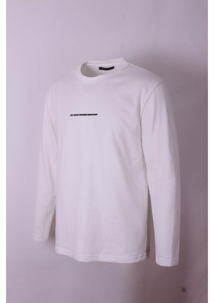 O Yaka Enjeksiyon Baskılı 2 Iplik Ekru Erkek Sweatshirt 5725 modelleri