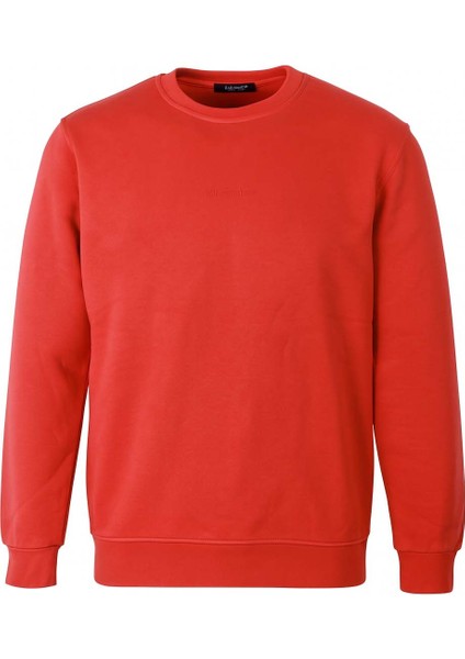 O Yaka 3 Iplik Şardonlu Kırmızı Erkek Sweatshirt 5012