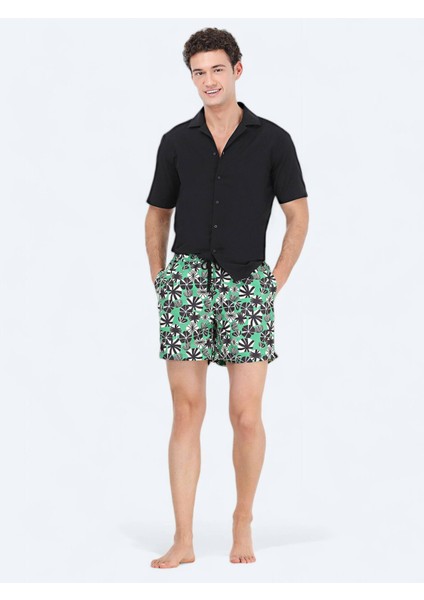 Siyah Desenli Regular Fit Dokuma Casual %100 Pamuk Gömlek