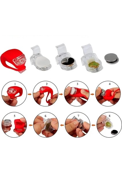 2'li LED Bisiklet Lambası Ön ve Arka Için Aydınlatma Seti 3 Modlu Çakarlı Işık