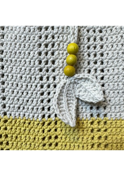 El Örgüsü Ahşap Boncuklu Çift Renk Model Pamuk Ip Omuz Çantası - 30 x 26 indirimleri