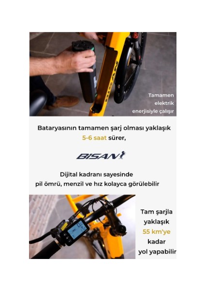 Felicity Elektrikli Bisiklet 50 cm Disk Fren 27,5 Jant 7 Vites Cat Sarı Siyah modelleri