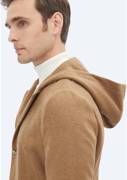 Fındık Düz Modern Fit Yün Karışımlı Ceket
