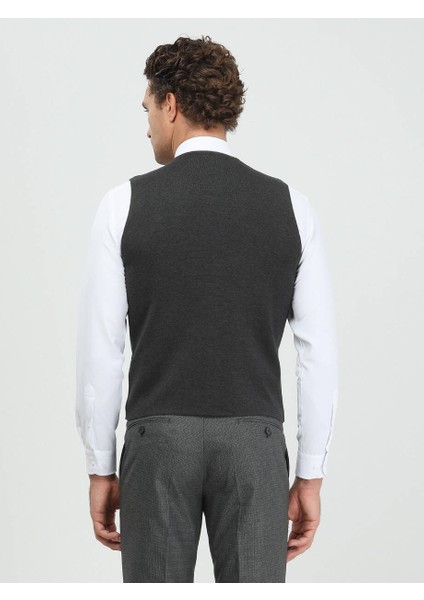 Antrasit Regular Fit Casual Örme Triko Yelek