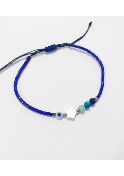 Nazar Boncuklu Sedef Çiçek Lapis Lazuli Amazonit Apatit Doğaltaşlı Miyuki Bileklik modelleri