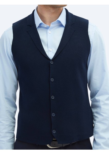 Lacivert Regular Fit Casual Örme Triko Yelek