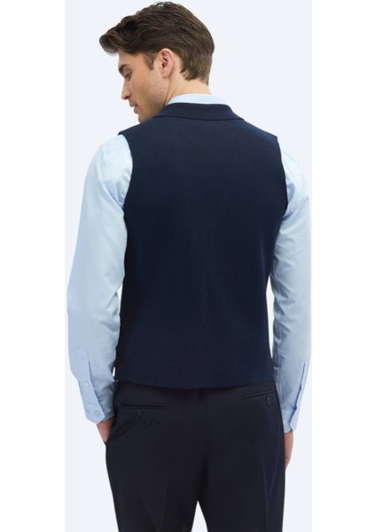 Lacivert Regular Fit Casual Örme Triko Yelek