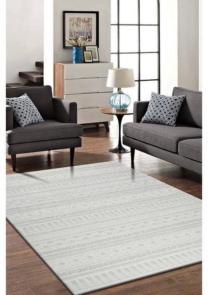 Modern Geometrik Tasarımlı Jüt Dokuma Loop Sisal Gri Renk Halı fırsatları