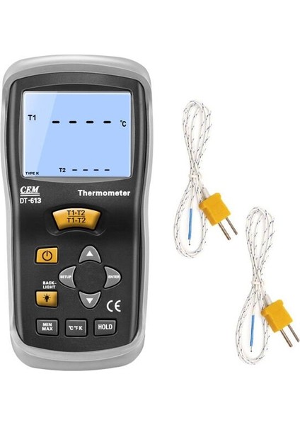 DT-613 K Tipi Prob Okuyucu 2 Kanallı Termometre
