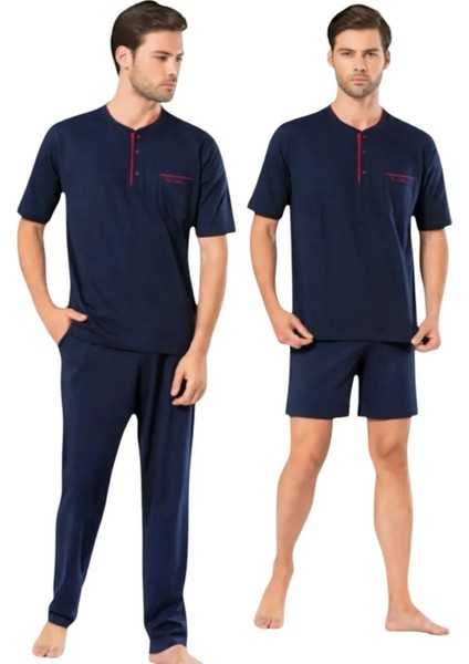 Erkek Giyim 3'lü Kısa Kollu %100 Pamuklu Pijama Takımı O1.l0.ı2.vpc.24 modelleri