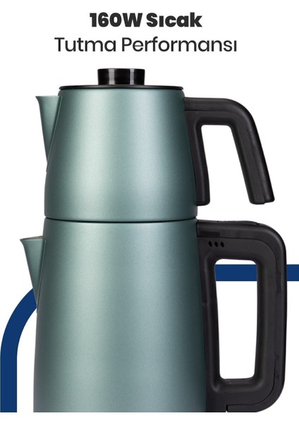 25 Bardak Kapasiteli Çelik Çay ve Su Isıtıcı, 2200W, Damlatmaz, Yeşil fiyatları
